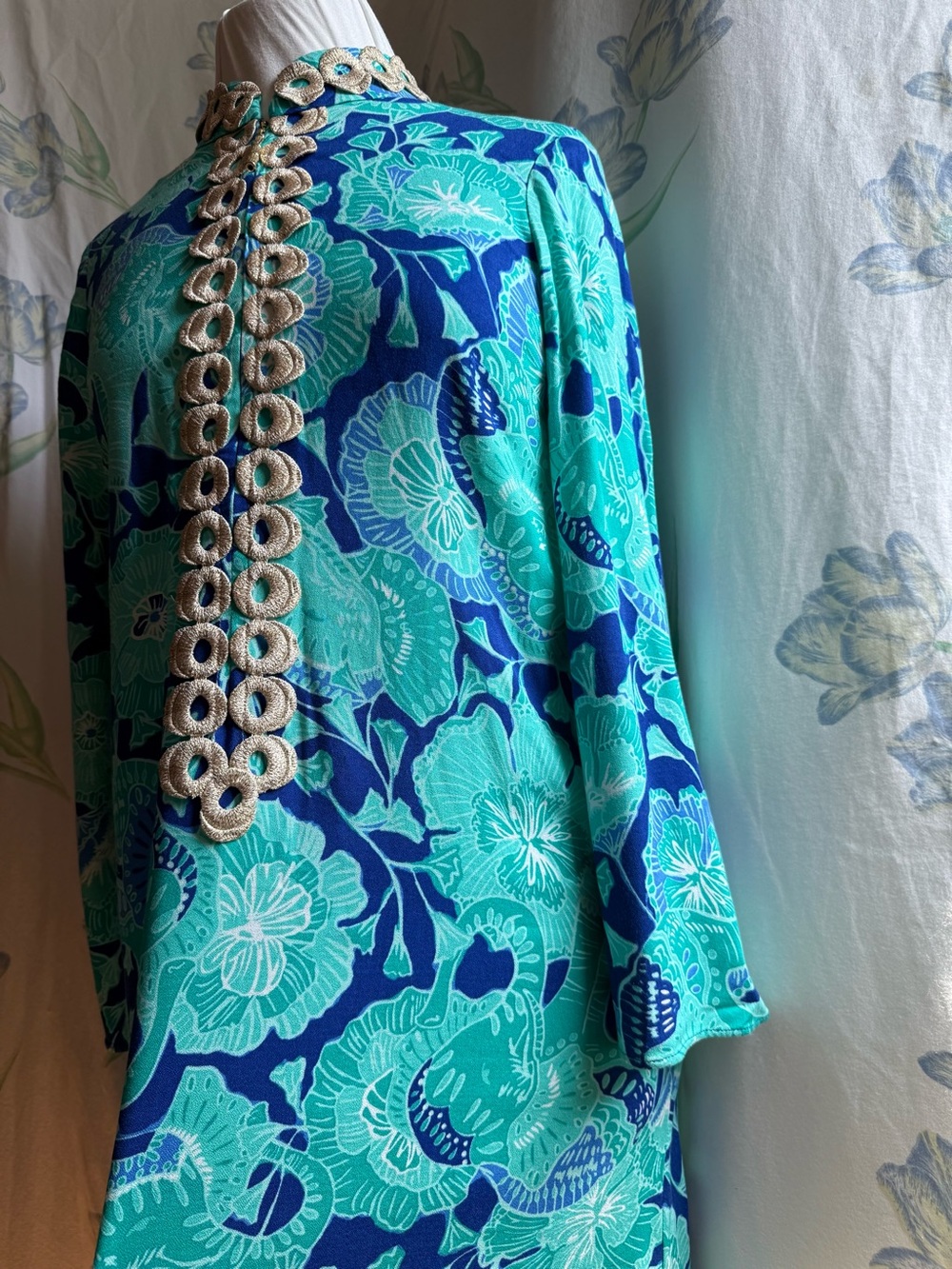 Bright Turquoise, Royal Blue & Gold Lilly Pulitzer Dress - Picture 2 of 16
